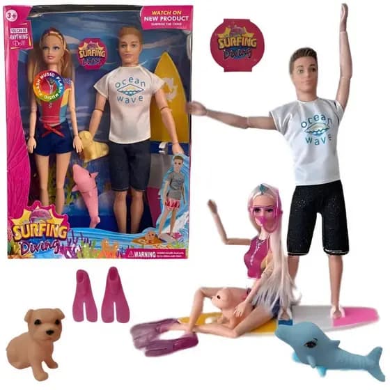 Kit Especial Brinquedo Casal na praia - Tipo Ken Boneca Boneco e Boneca Articulados SUPER OFERTA