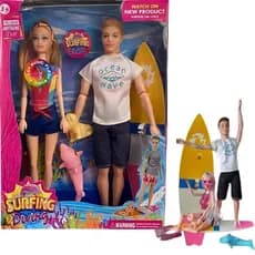 Boneca e Boneco Tipo Surfistas C/ Roupinhas, Articulados com Prancha Acessórios Presente Infantil