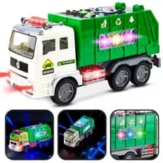 Brinquedo Infantil Menino Carrinho Caminhão Bate Volta Coletor De Lixo Som Luzes Cor Verde Presente