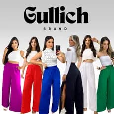Calça Pantalona Tendência Moda Feminina Fenda Lateral Wide Leg Alfaiataria Elastex  Com Cordão - 2024