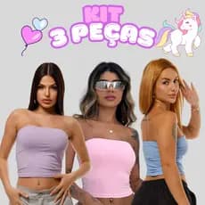 KIT 3 Tube Top Tomara Que Caia Com Forro No Busto