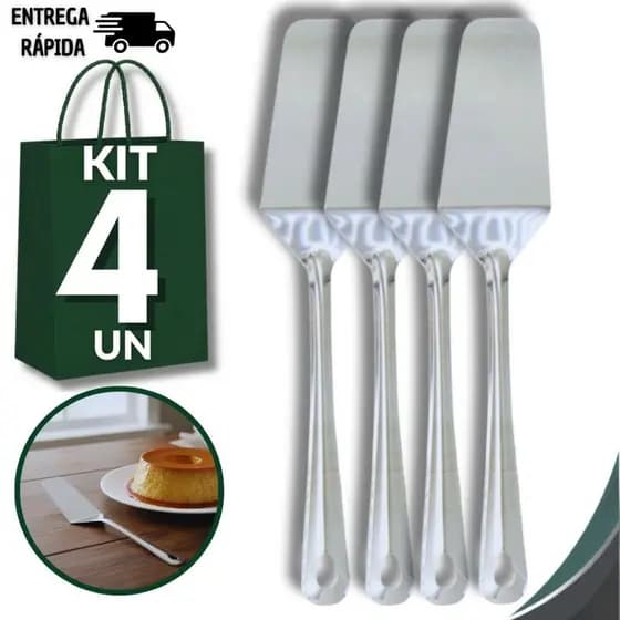 Combo Espátula Cortar Bolo Torta Pudim Doces Aço Inox Premium Cozinha Buffet Docerias Utensílios Atacado