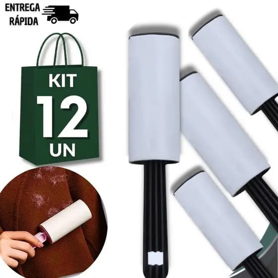 Kit 12 Rolos Tira Pelos Adesivos Limpa Plumas Fiapos Roupas Estofados Multiuso Praticidades Utilidades Frio Inverno