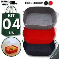 Formas Silicone Air Fryer Quadrada 21x4,5Cm Antiaderente Assadeira Forma Multiuso Utilidades