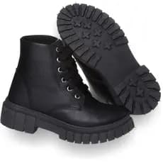 BOTA COTURNO FEMININO INFANTIL COR PRETA DE CORDÃO