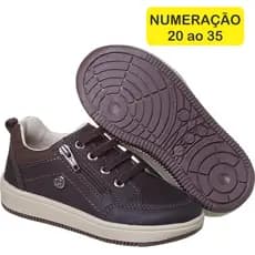 Tênis Sapatenis Casual Escolar Infantil Masculino Com Zíper e Elástico Marrom Solado Bicolor