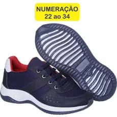 Tênis Infantil Masculino Escolar Com Cordão Marinho Com Branco