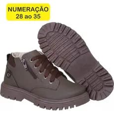 Bota Coturno Infantil Masculina Zíper com Cordão Cor Castor