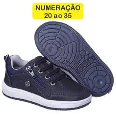 Tênis Sapatenis Casual Escolar Infantil Masculino Com Zíper e Elástico Marinho Solado Bicolor
