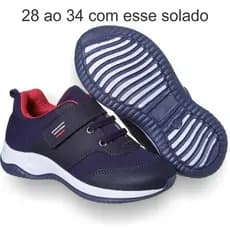 Tênis Casual Escolar Infantil Masculino Azul-Marinho Com Fecho Rápido e Elástico
