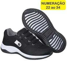 Tênis Sapatênis Casual Escolar Infantil Masculino Com Zíper e Elástico Preto Com Branco