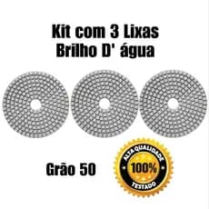 Kit com 3 Lixa Diamantada Brilho d'água Grão 50 Mármore Granito Porcelanato Concreto  Marmoraria