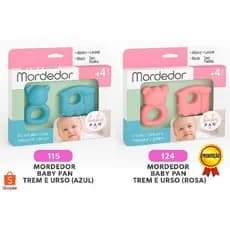 Kit Mordedor Infantil em Vinil Macio com 2 Unidades Trem e Urso - Atoxico