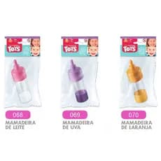 Kit com 3 Mamadeiras Magica de Boneca - Leite , Suco de Uva e Suco de Laranja - Brinquedo Infantil Para Bonecas