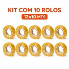 Kit 10 Rolos Fita Adesiva Transparente 12mm x 10m Tipo Durex – Atacado Escritório Escola