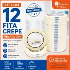 Kit 12 Fita Crepe 18mm x 10m Multiuso Pintura Escolar Artesanato Atacado Revenda