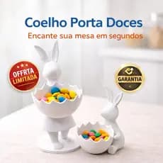 Porta Ovo Decorativo Pascoa Coelho 3D - Elegante e Leve Durável 2 Coelhinhos