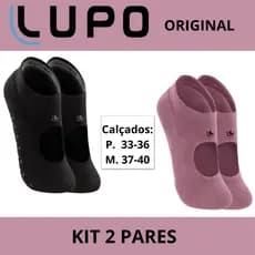 Kit 02 Meias Lupo Pilates Sapatilha Antiderrapante Yoga Hidroginástica Feminina Adulto RPG  Original