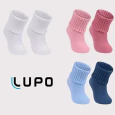 Kit 2 Pares de Meia Bebê Menino Menina Cano Médio Lupo Infantil Atoalhada Baby Poliamida  Frio  Bebe