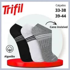 Meia Soquete Trifil Invisível Feminina Masculina Cano Curto Kit 03 Pares Listrada Sapatilha Original