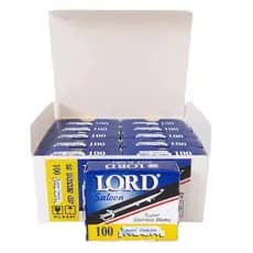 Kit 10 caixinhas Lâmina Barbear LORD Saloon AZUL de Meia Cortada contêm 1000 unidades cortadas