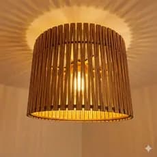 Luminária Plafon 22cm Madeira Natural Fácil Instalação Escritório Cozinha Quarto