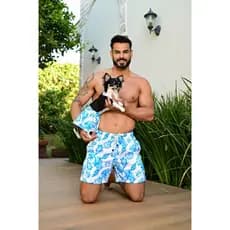 Short mauricinho tactel com elastano estampado