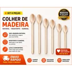 Colher de Pau de Madeira – Kit 6 Unidades – Não Risca Panelas