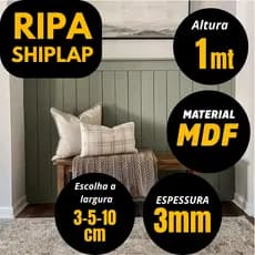 Kit Ripas 1 metro MDF Cru 3mm para Shiplap Boiserie Ripado Cabeceira Moldura - 3cm | 5cm | 10cm - Monte seu kit