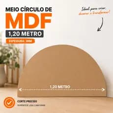 Meio círculo em MDF cru 3mm - 120 x 60 cm Decoração Festa Artesanato