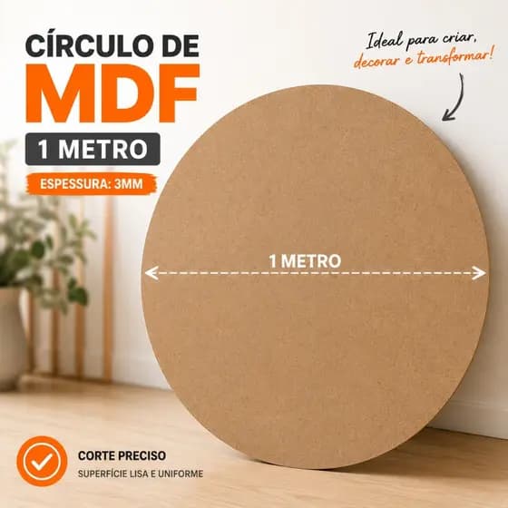 Círculo MDF Cru Redondo 1 Metro 3mm Placa Decorativa Painel Festa Artesanato Pintura DIY Decoração