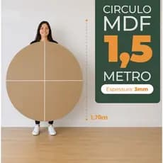 Círculo MDF Cru Redondo 1,5 Metros 3mm Placa Decorativa Painel Festa Artesanato Pintura DIY Decoração