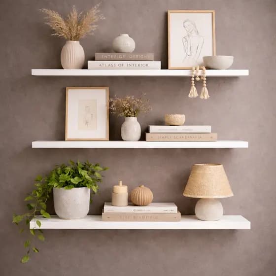 Kit 3 Prateleiras Decorativas Em MDF Premium - Branco | Preto | Amadeirado | Cru - Nicho Sala Quarto Cozinha Banheiro