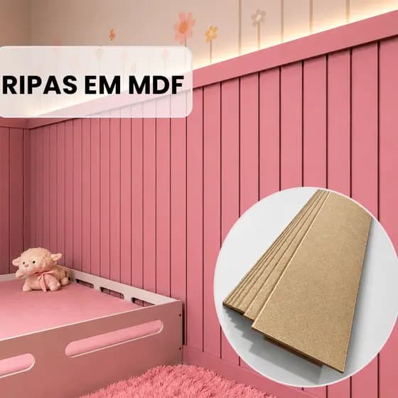 Kit 10 Ripa Painel Ripado Decorativo MDF Cru 3mm Placa Ripado Shiplap Boiserie Moldura Sala Quarto