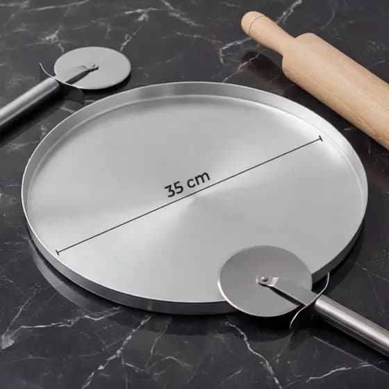 Kit 2 Bandeja de pizza 35 tradicional Formas de pizza  Alumínios Simples para pizza forno cozinha