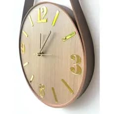 RELOGIO DE PAREDE CARD DOURADO ADNET FREIJÓ 25,30,40,50 CM ALÇA COURO SILEN