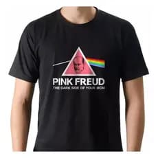 Camiseta Nerd Humor Pink Freud Dark Side Of Your Mom 100% Algodão