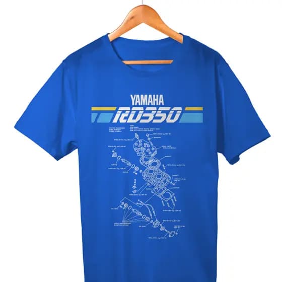 Camiseta Camisa Moto Yamaha RD 350 2 Tempos 1989 Azul