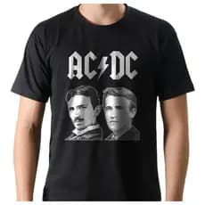 Camiseta Camisa Geek ACDC Ciência Nikola Tesla Thomas Edison 100% Algodão