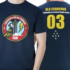 Camiseta Aviação Frente e Costas EDA FAB Esquadrilha da Fumaça Ala Esquerda 100% Algodão