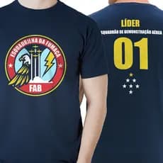 Camiseta Aviação Frente e Costas EDA FAB Esquadrilha da Fumaça Líder 100% Algodão