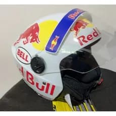 capacete new liberty thee branco brilho  Adesivado RED BULL viseira Cristal