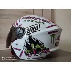 capacete new liberty thee branco GARRA ROSA + viseira fumê