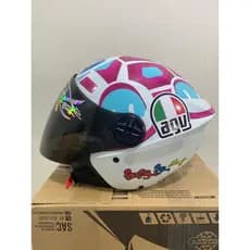 Capacete New liberty tree Branco brilho apenas Adesivado TARTARUGA ROSA  viseira fumê