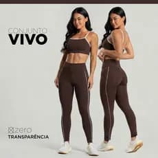 Conjunto Fitness Feminino Vivo Calça Legging + Top Academia ZERO Transparência Cintura Alta