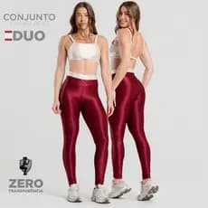 Conjunto Fitness Feminino Trilobal Canelado Brilhoso – Top + Legging Cós Alto Modelador Academia