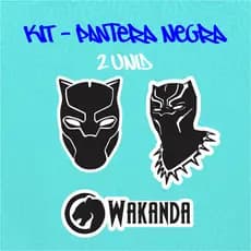KIT - ADESIVO VINIL - PANTERA NEGRA - WAKANDA 12 - 3 unid - 10 CM  MOTO,BICICLETA,SKATE,NOTEBOOK,ESPELHO,STICKER