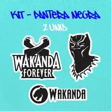 KIT - ADESIVO VINIL - PANTERA NEGRA - WAKANDA 13 - 3 unid - 10 CM  MOTO,BICICLETA,SKATE,NOTEBOOK,ESPELHO,STICKER