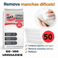 Kit 50 100 Esponjas Mágica Bucha Melamina Tira Mancha Original Desengordura Limpeza