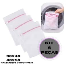 Kit 6 Saco Lavar Roupa Sacos para Lavadora Maquina Roupa Delicada Intima Tanquinho 30x40x50